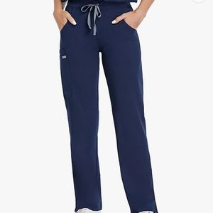 COMENII Scrub Pants for Women Mid Rise Straight Leg Knitted Waist Yoga Cargo